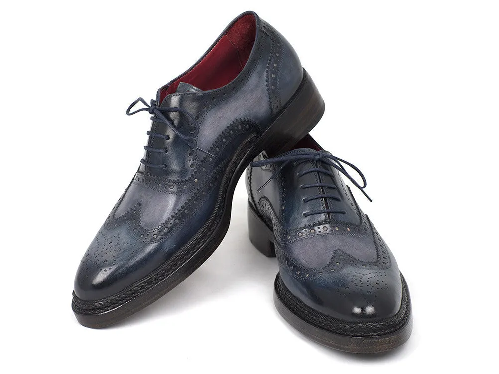 Paul Parkman Blue Leather Wingtip Brogues