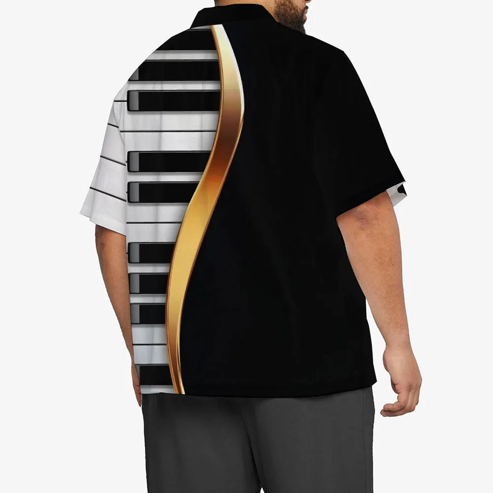 Piano Keys Music Texture Casual Short Sleeve Shirt 2401000406
