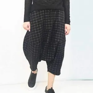 Plaid Printed Casual Loose Harem Pants