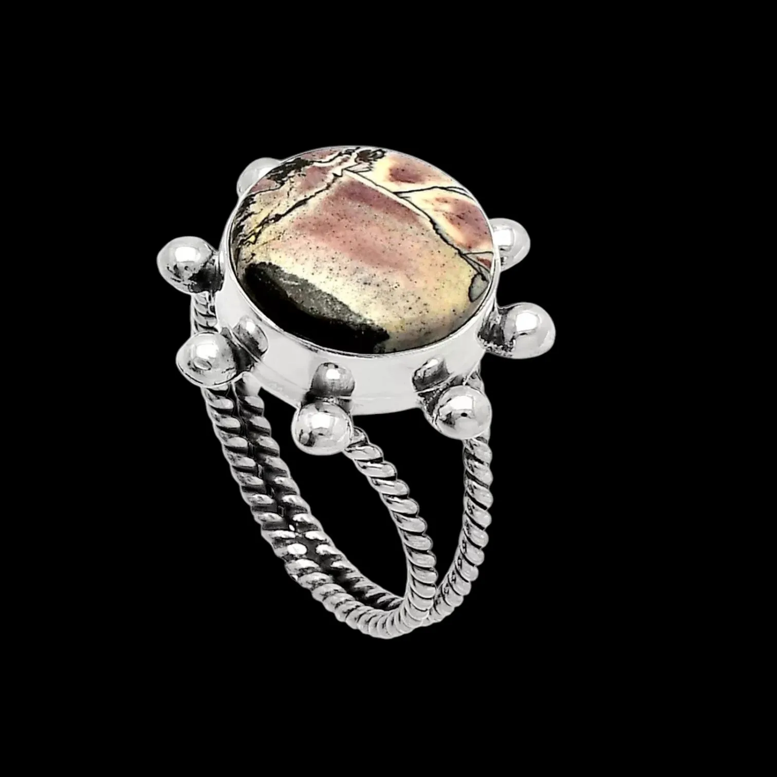 Porcelain Jasper Solid 925 Sterling Silver Ring 9