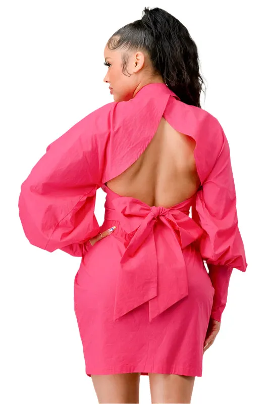 Pretty in Pink- Pink Mini Dress with Back Cutout