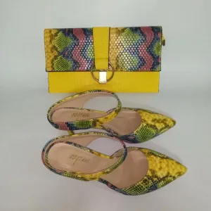 Pretty Low Heel Slipper Shoes With Matching Clutch Bags Sets