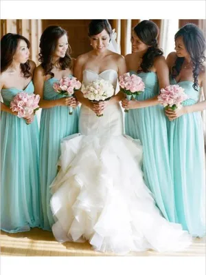 Princess Chiffon Sleeveless Bridesmaid Dresses Floor Length