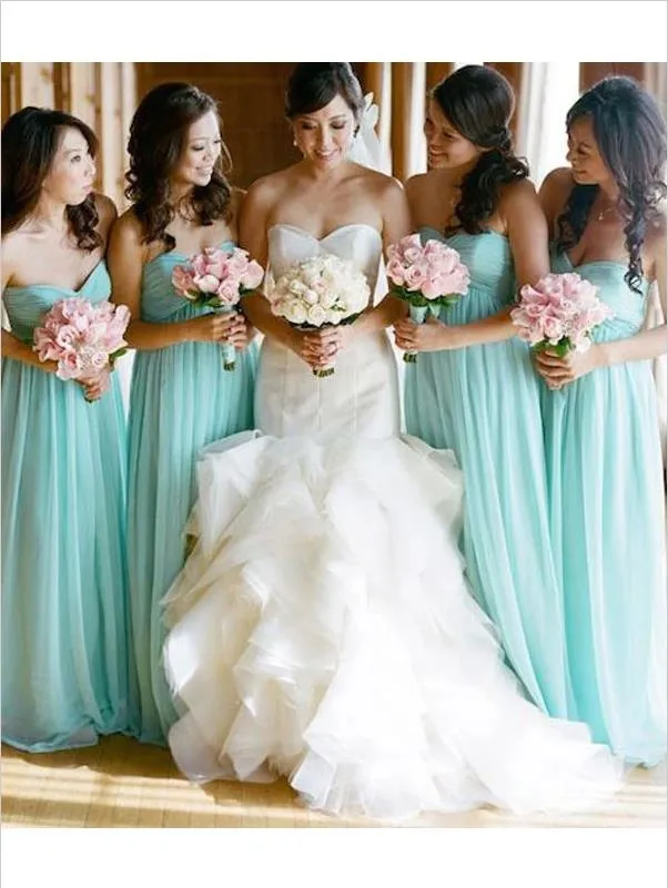 Princess Chiffon Sleeveless Bridesmaid Dresses Floor Length