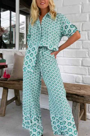 Printed casual fashion shirt set