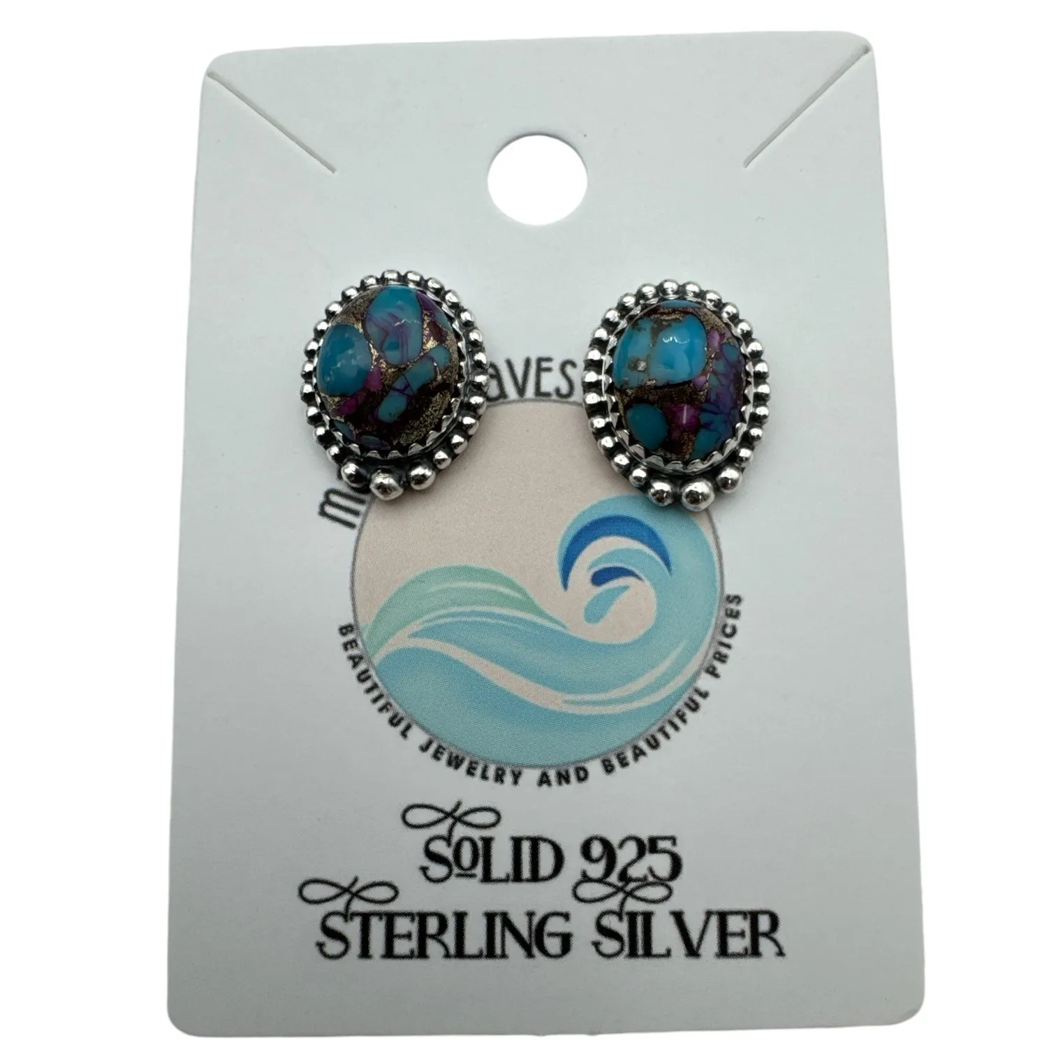 Purple Dahlia Turquoise Solid 925 Sterling Silver Stud Earrings