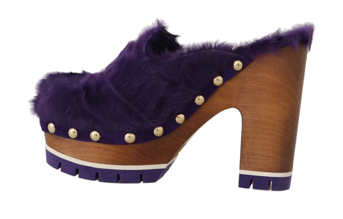 Purple Xiangao Fur Crystal Mules