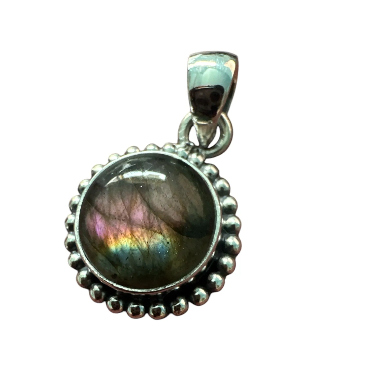 RARE Sunset Purple Labradorite Solid 925 Sterling Silver Pendant