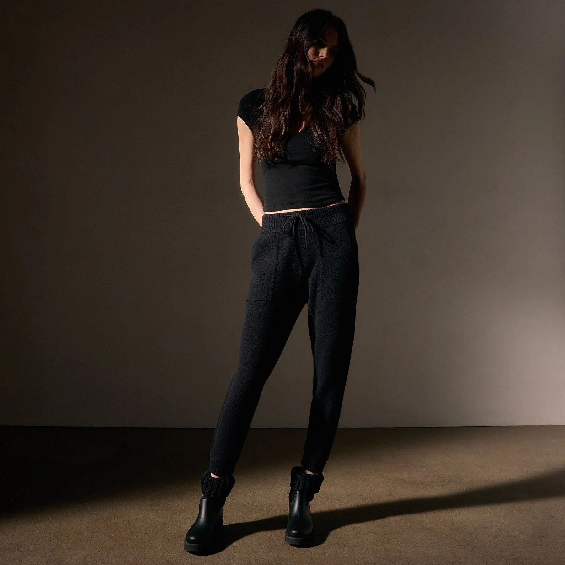 Recycled Cashmere Casual Pant - Black