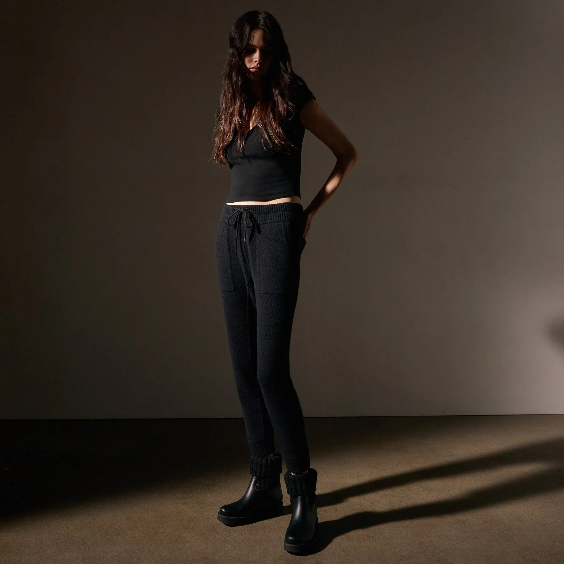Recycled Cashmere Casual Pant - Black