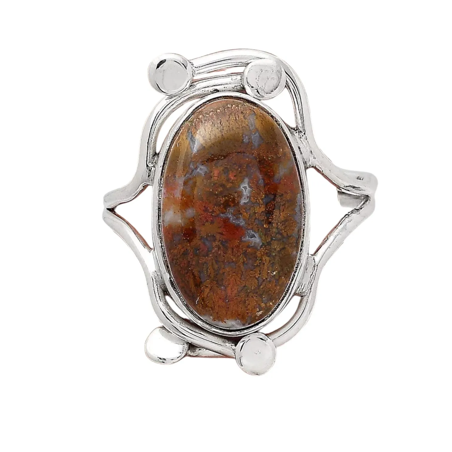 Red Moss Agate Solid 925 Sterling Silver Ring 6.5