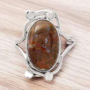 Red Moss Agate Solid 925 Sterling Silver Ring 6.5
