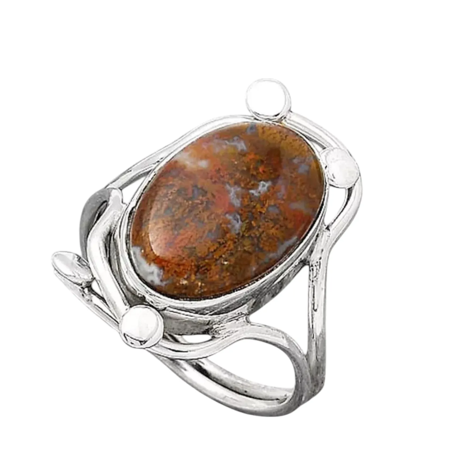 Red Moss Agate Solid 925 Sterling Silver Ring 6.5