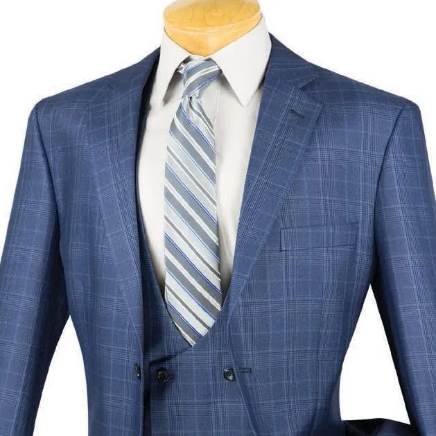 Regular Fit 3 Piece Suit (Oxford Blue) V2RW-7