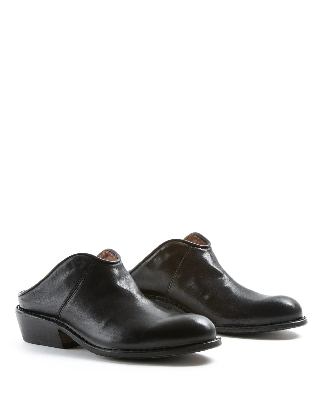 RENO Black Leather Mules