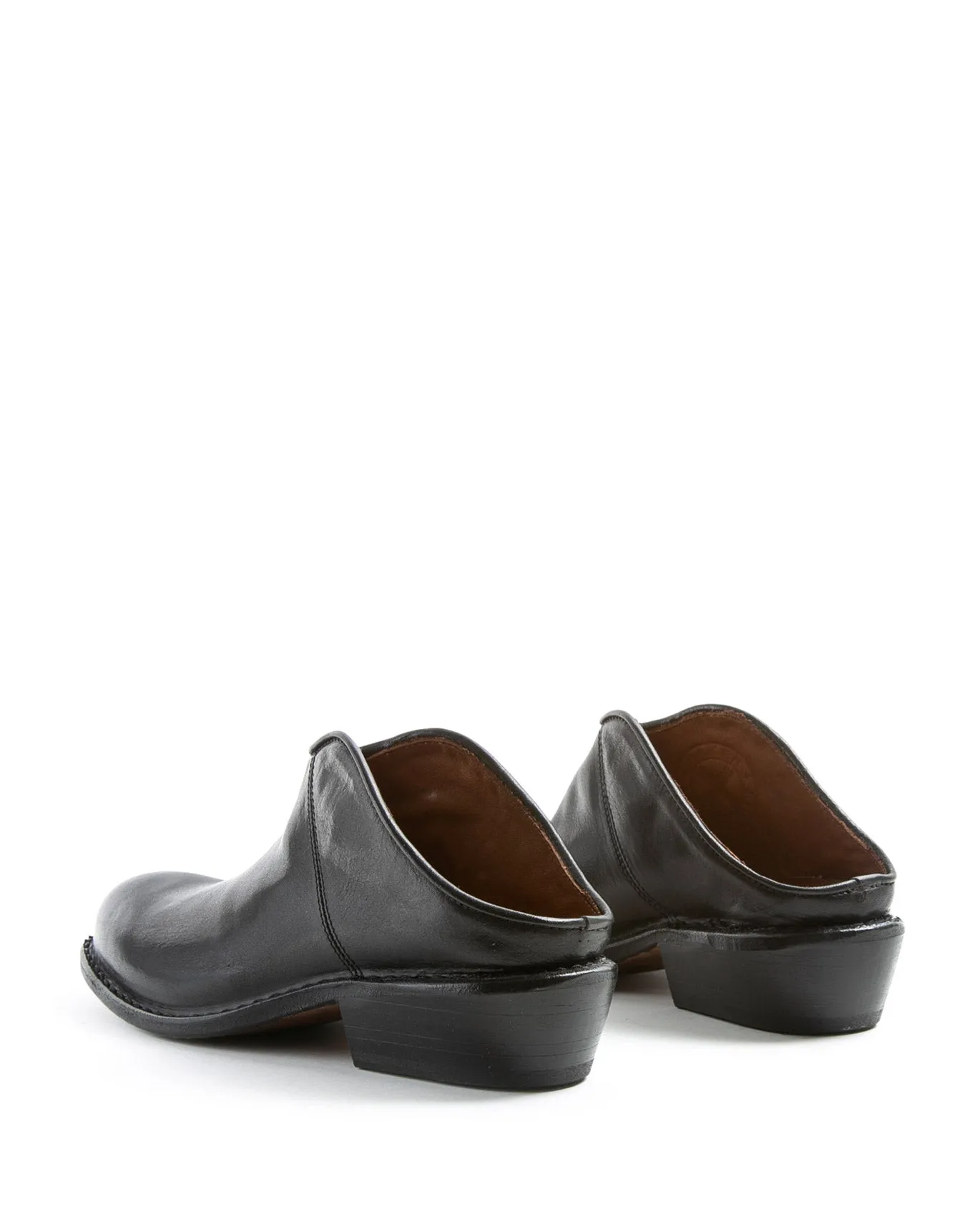 RENO Black Leather Mules