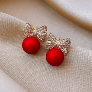 Rhinestone Bowknot Decoration Earrings