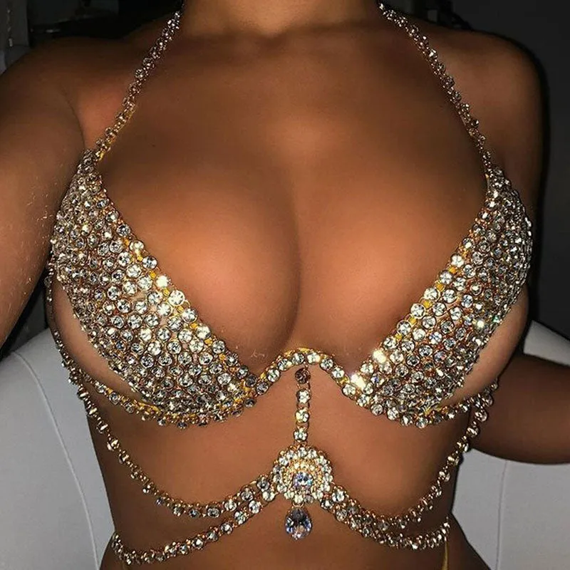 Rhinestone Cutout Layered Body Chain