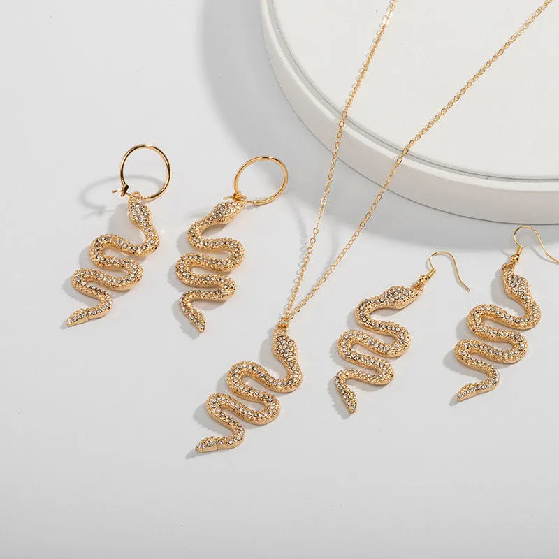 Rhinestone Snake Shaped Earrings