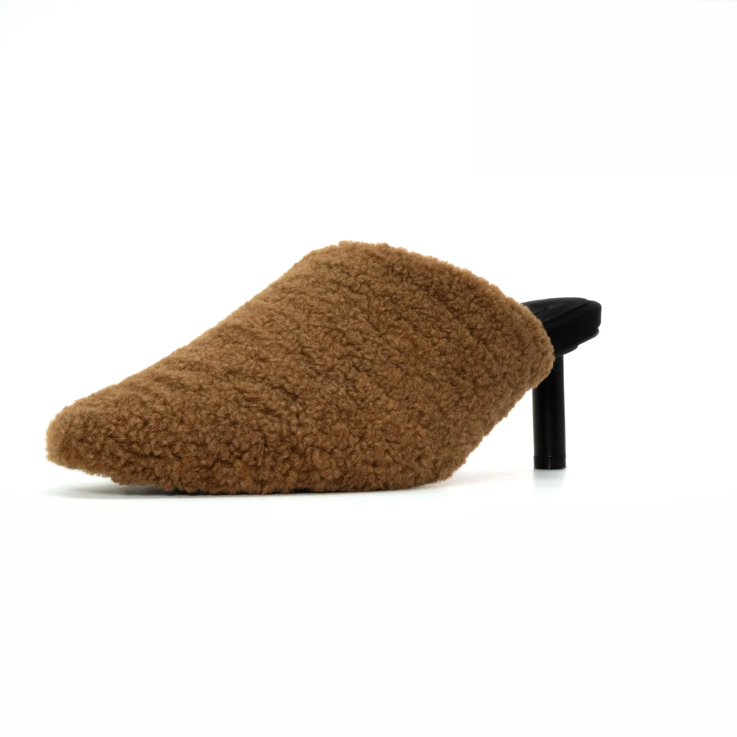 ROAM FUZZY HEEL COGNAC FAUX SHEARLING