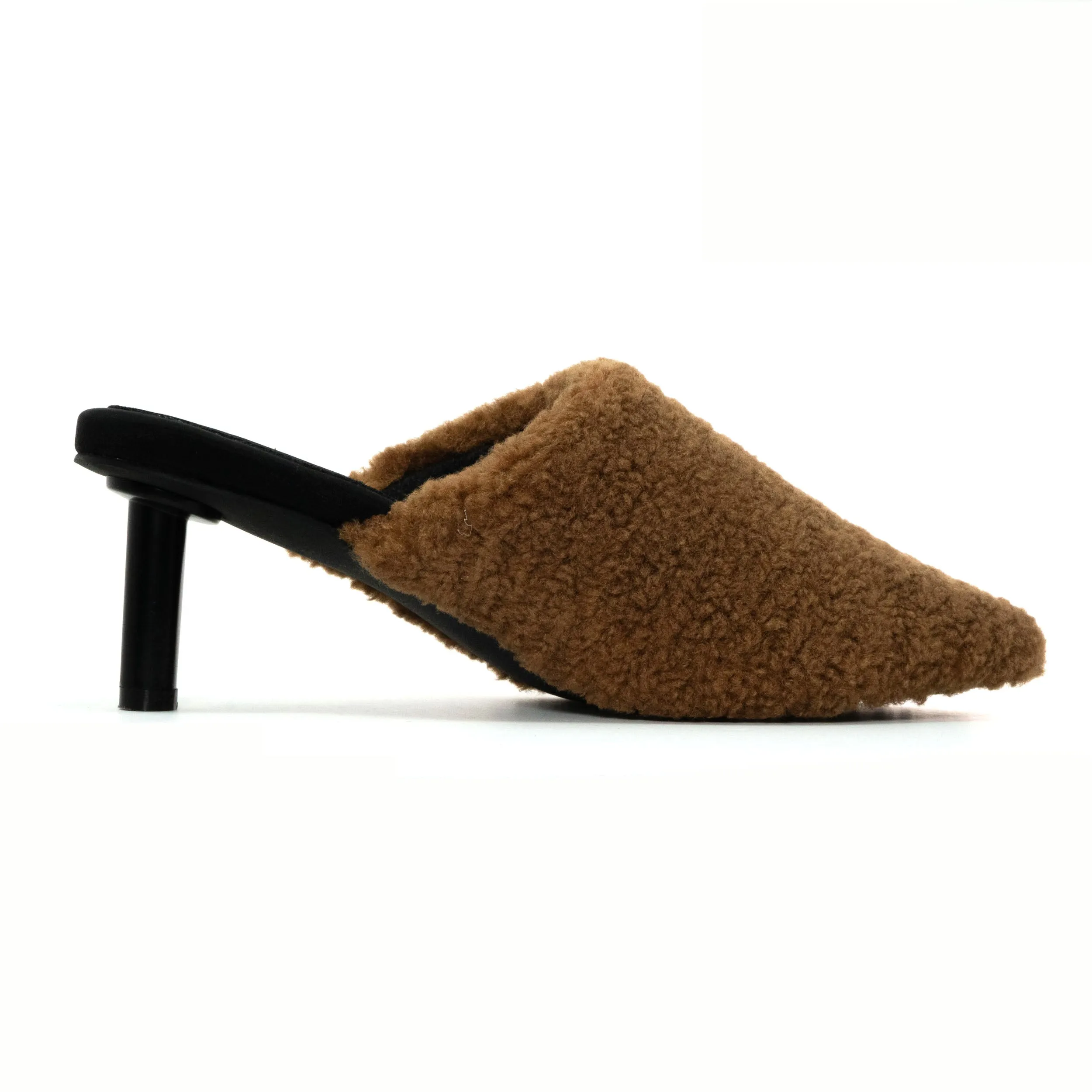 ROAM FUZZY HEEL COGNAC FAUX SHEARLING