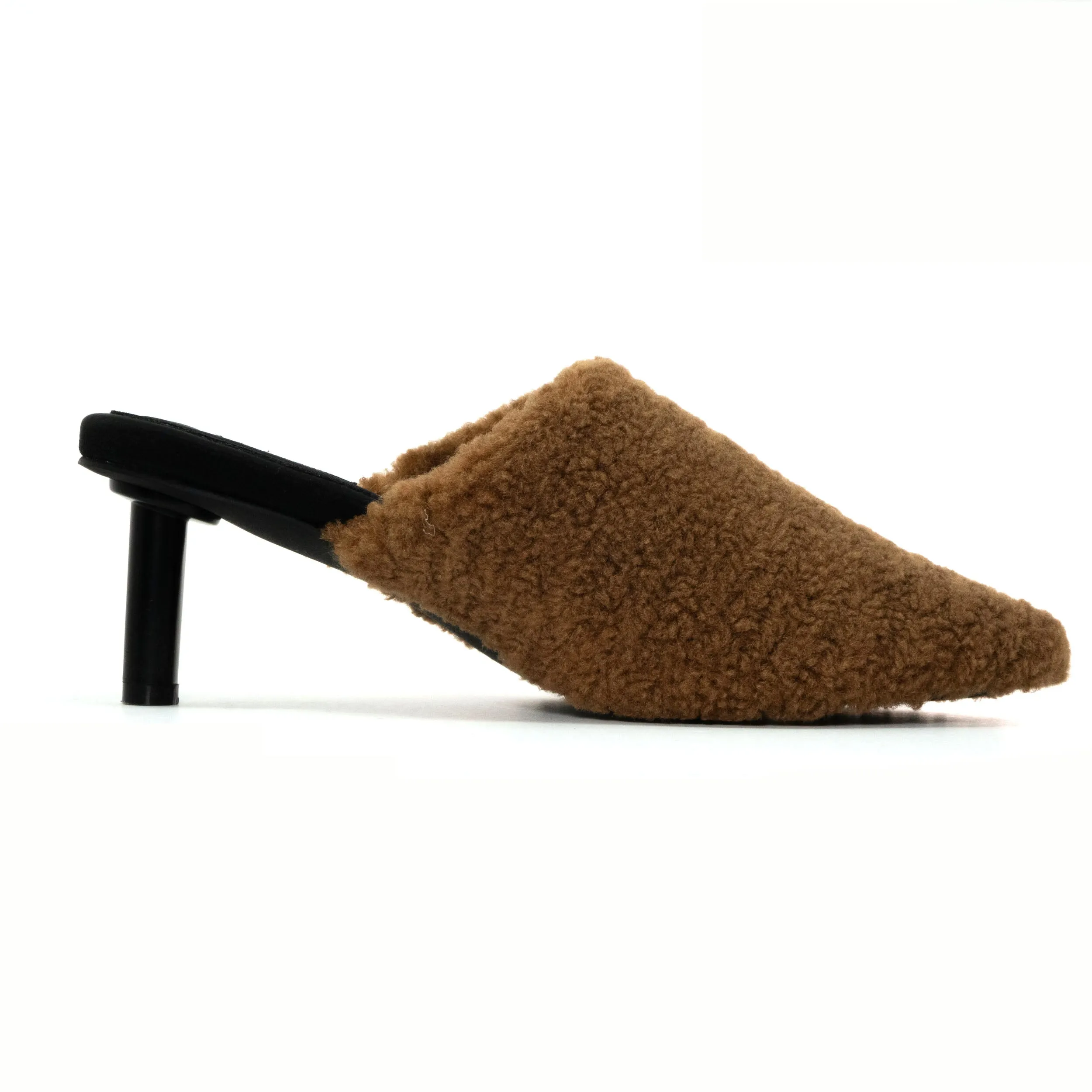 ROAM FUZZY HEEL COGNAC FAUX SHEARLING