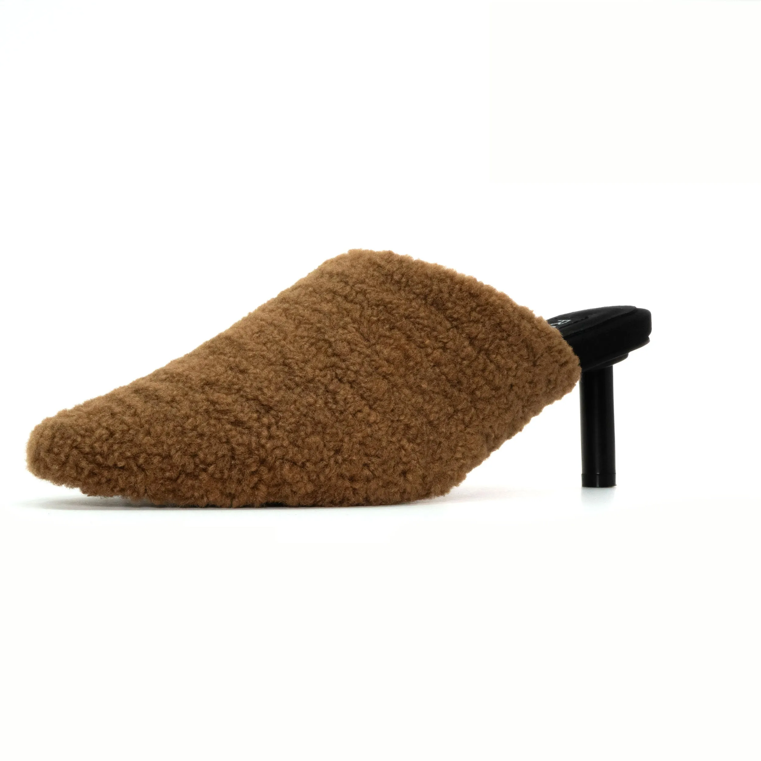 ROAM FUZZY HEEL COGNAC FAUX SHEARLING
