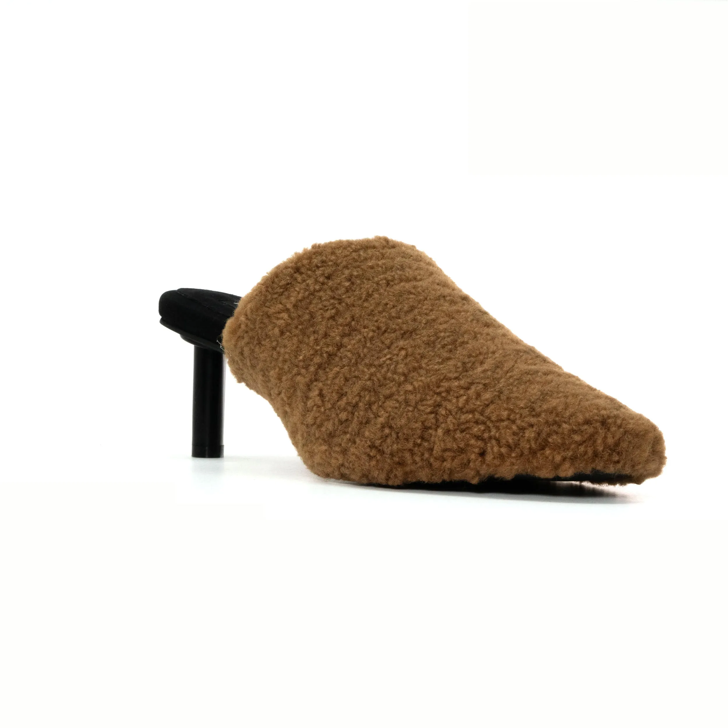 ROAM FUZZY HEEL COGNAC FAUX SHEARLING