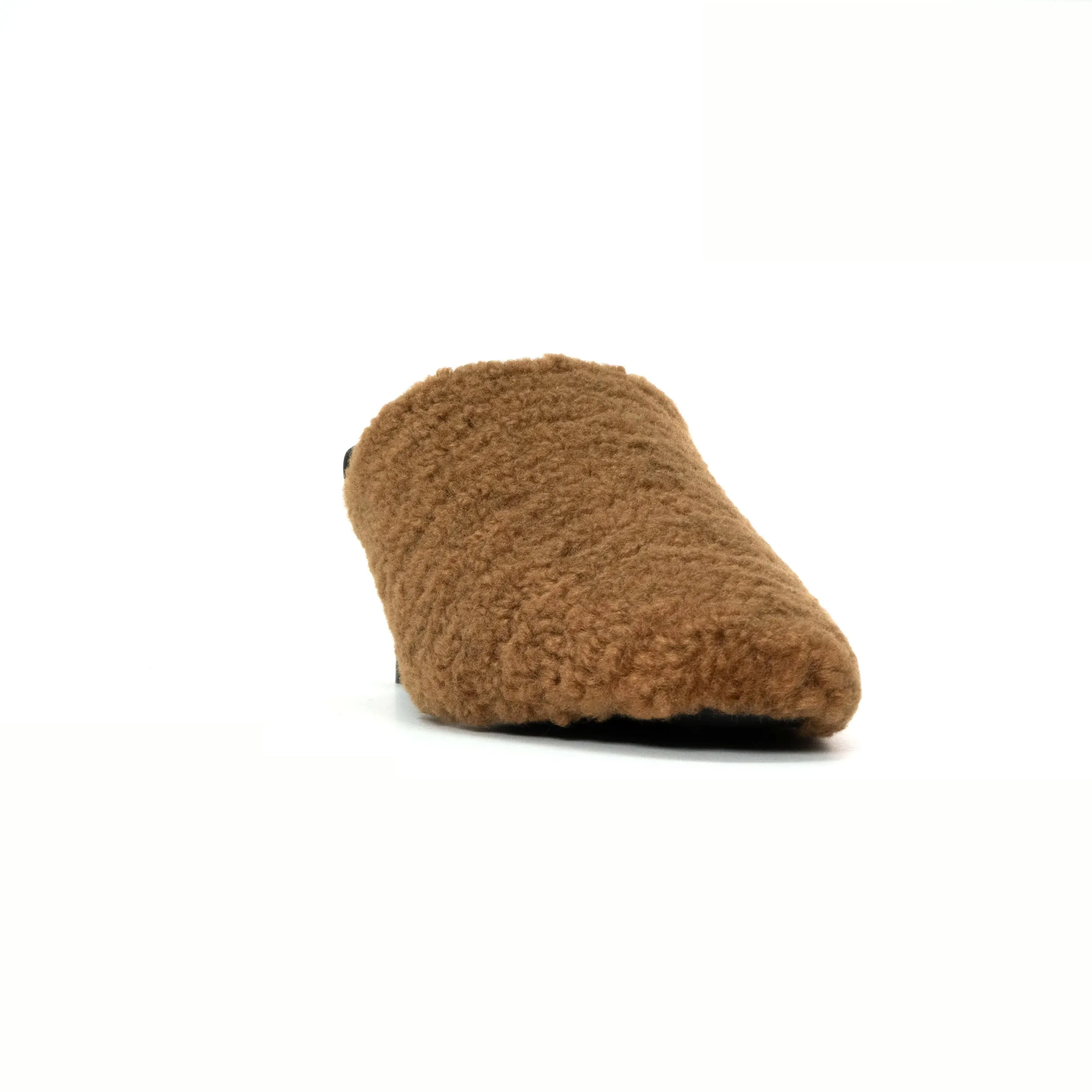 ROAM FUZZY HEEL COGNAC FAUX SHEARLING