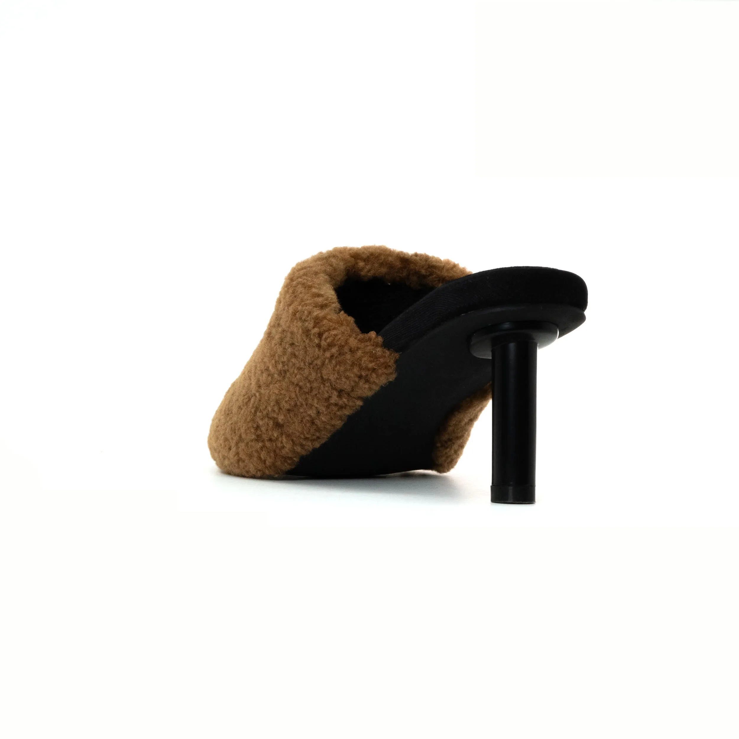 ROAM FUZZY HEEL COGNAC FAUX SHEARLING