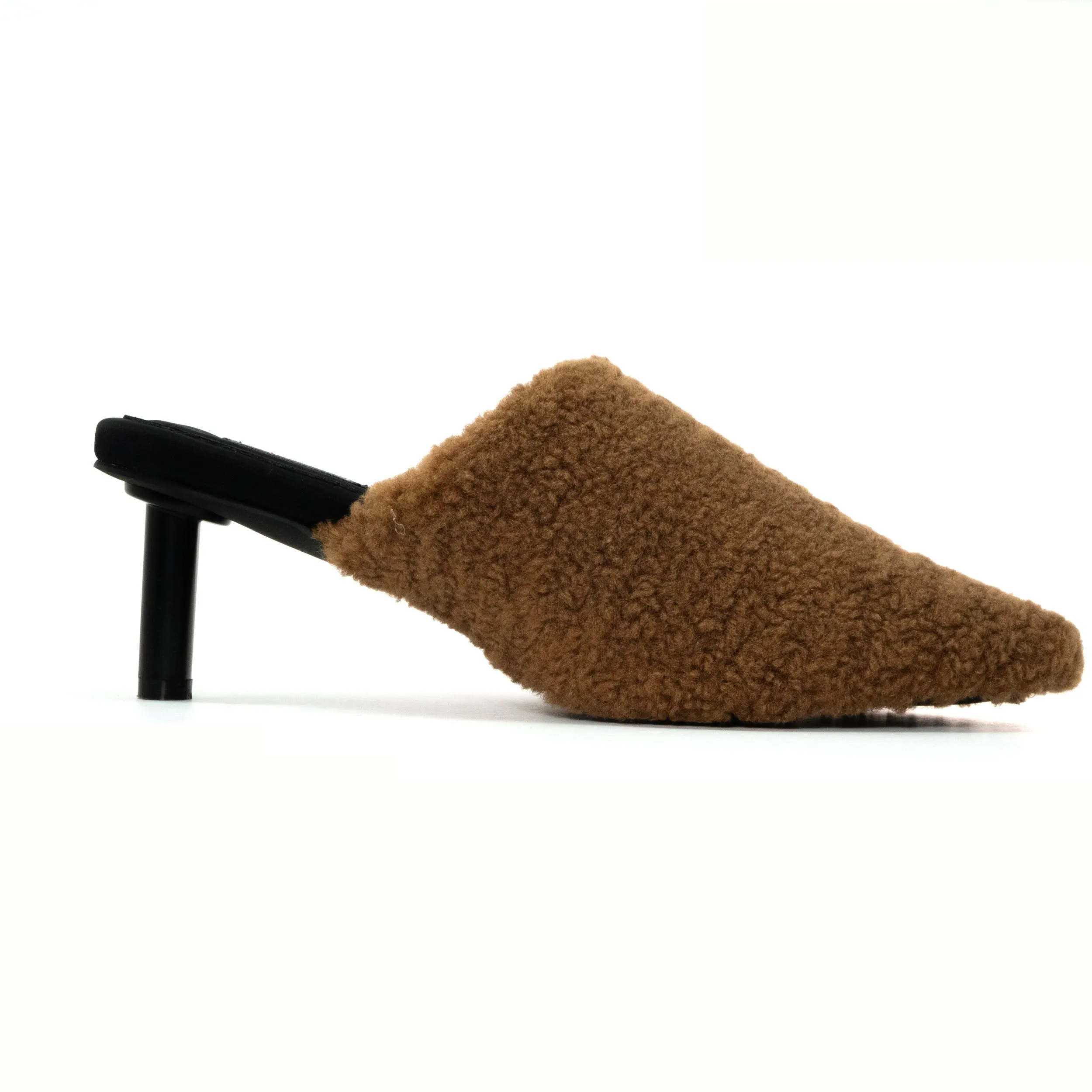 ROAM FUZZY HEEL COGNAC FAUX SHEARLING