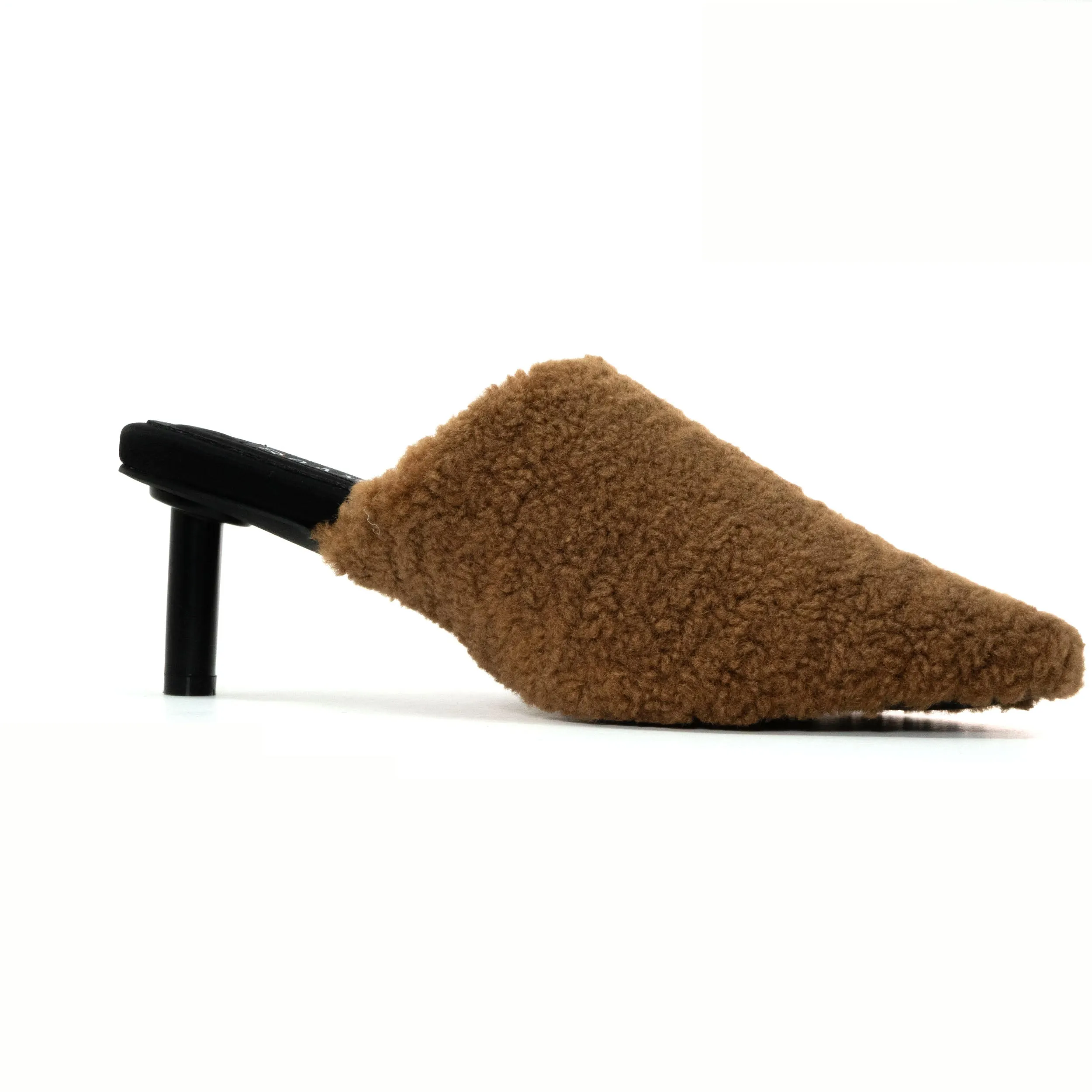 ROAM FUZZY HEEL COGNAC FAUX SHEARLING
