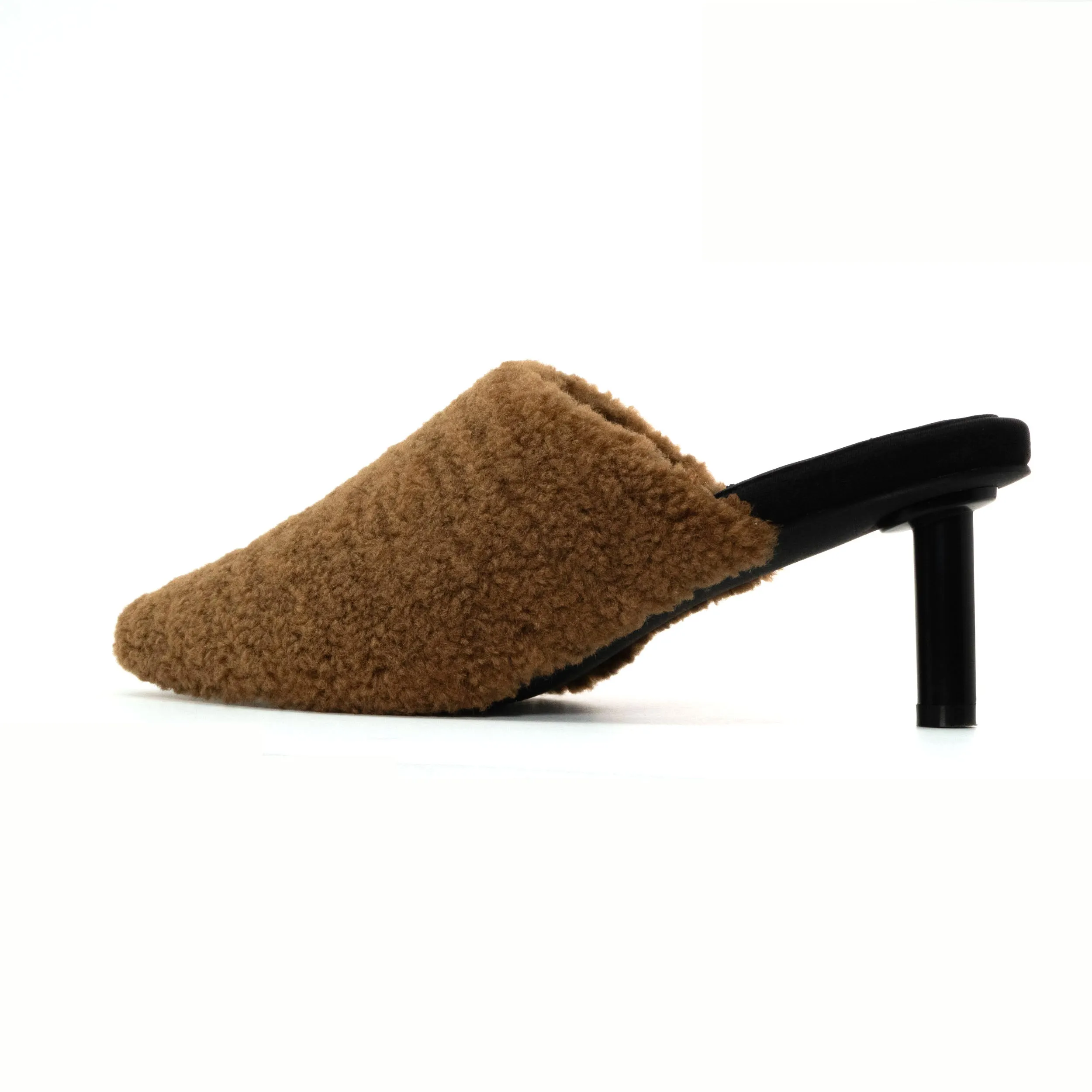ROAM FUZZY HEEL COGNAC FAUX SHEARLING