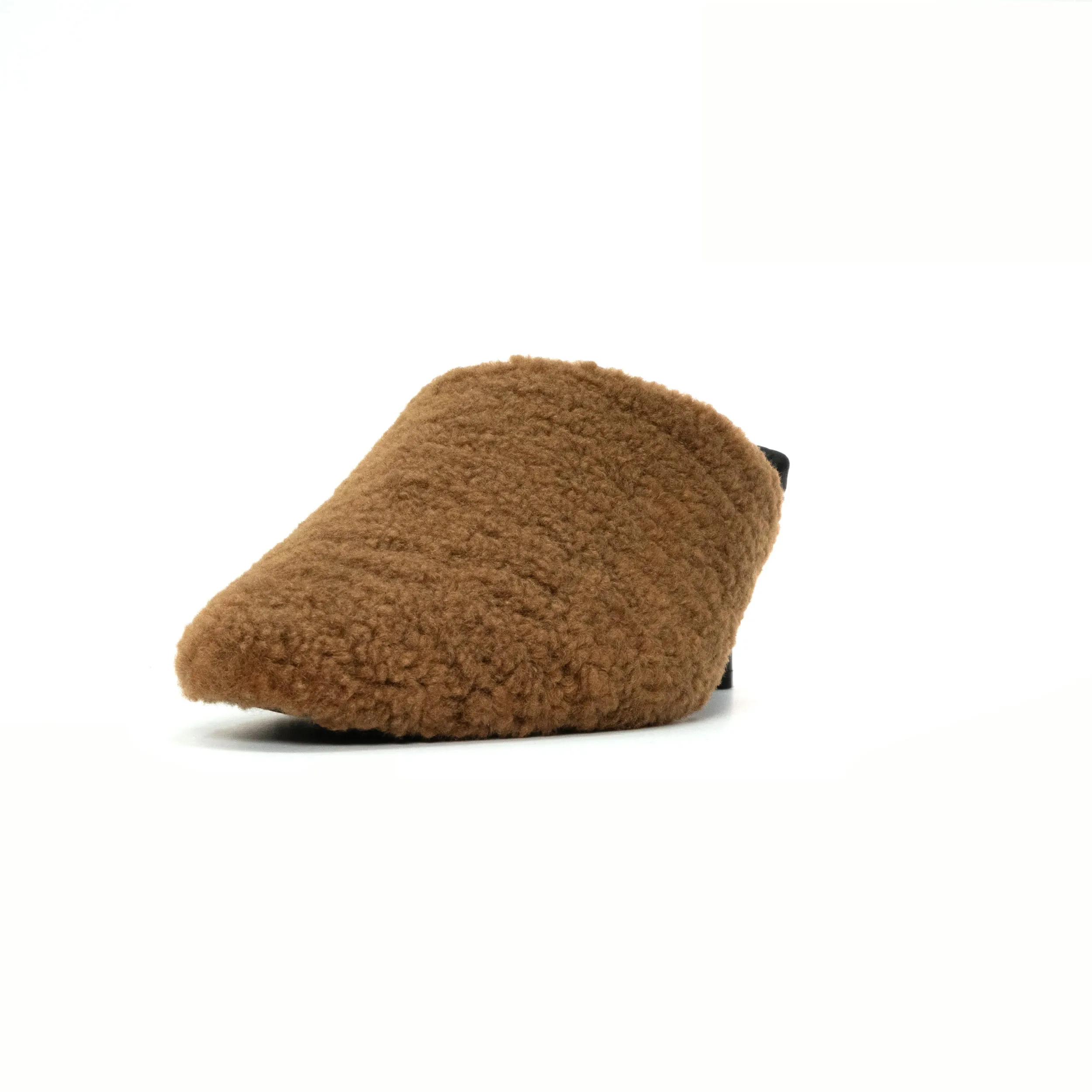 ROAM FUZZY HEEL COGNAC FAUX SHEARLING