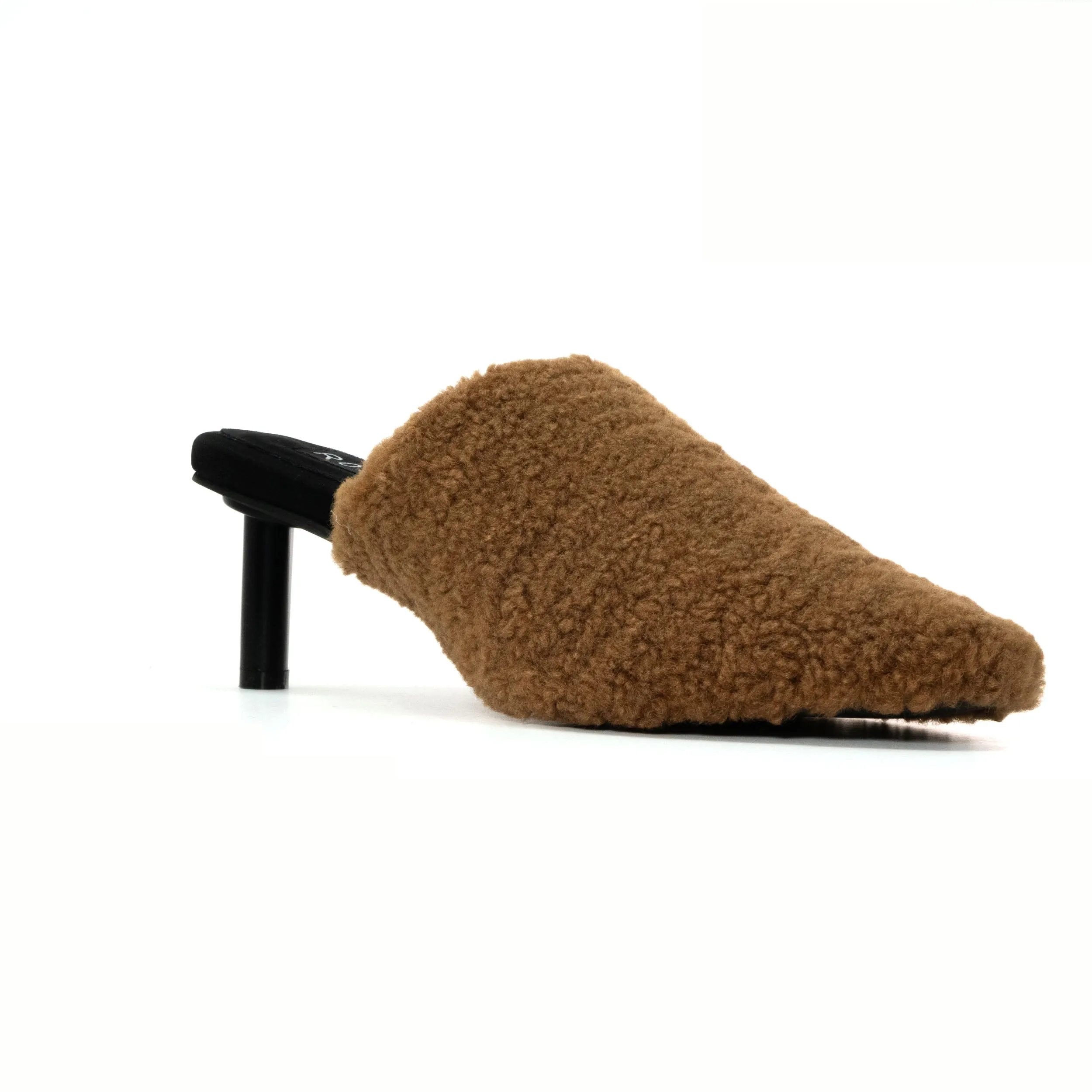 ROAM FUZZY HEEL COGNAC FAUX SHEARLING