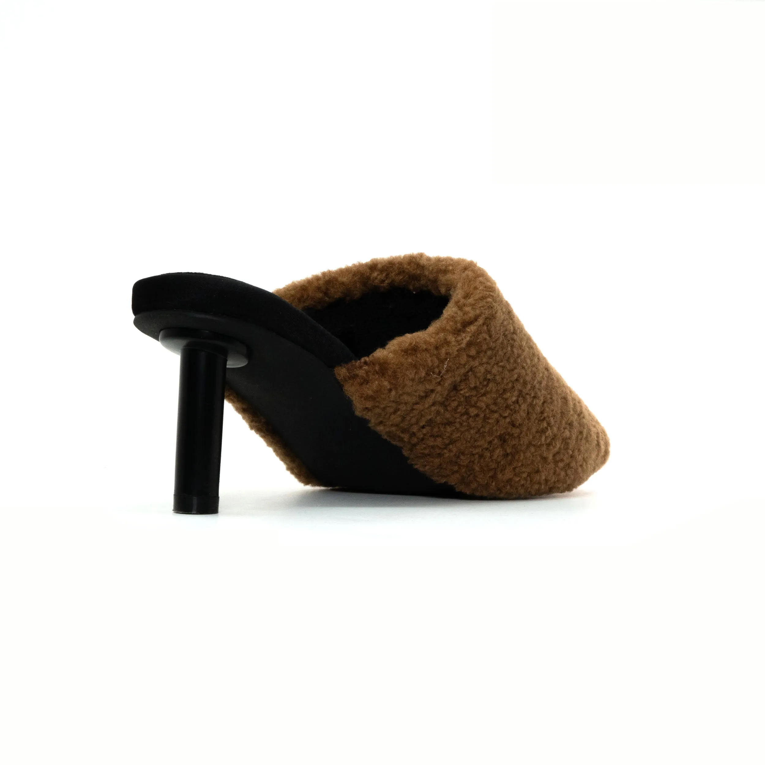 ROAM FUZZY HEEL COGNAC FAUX SHEARLING