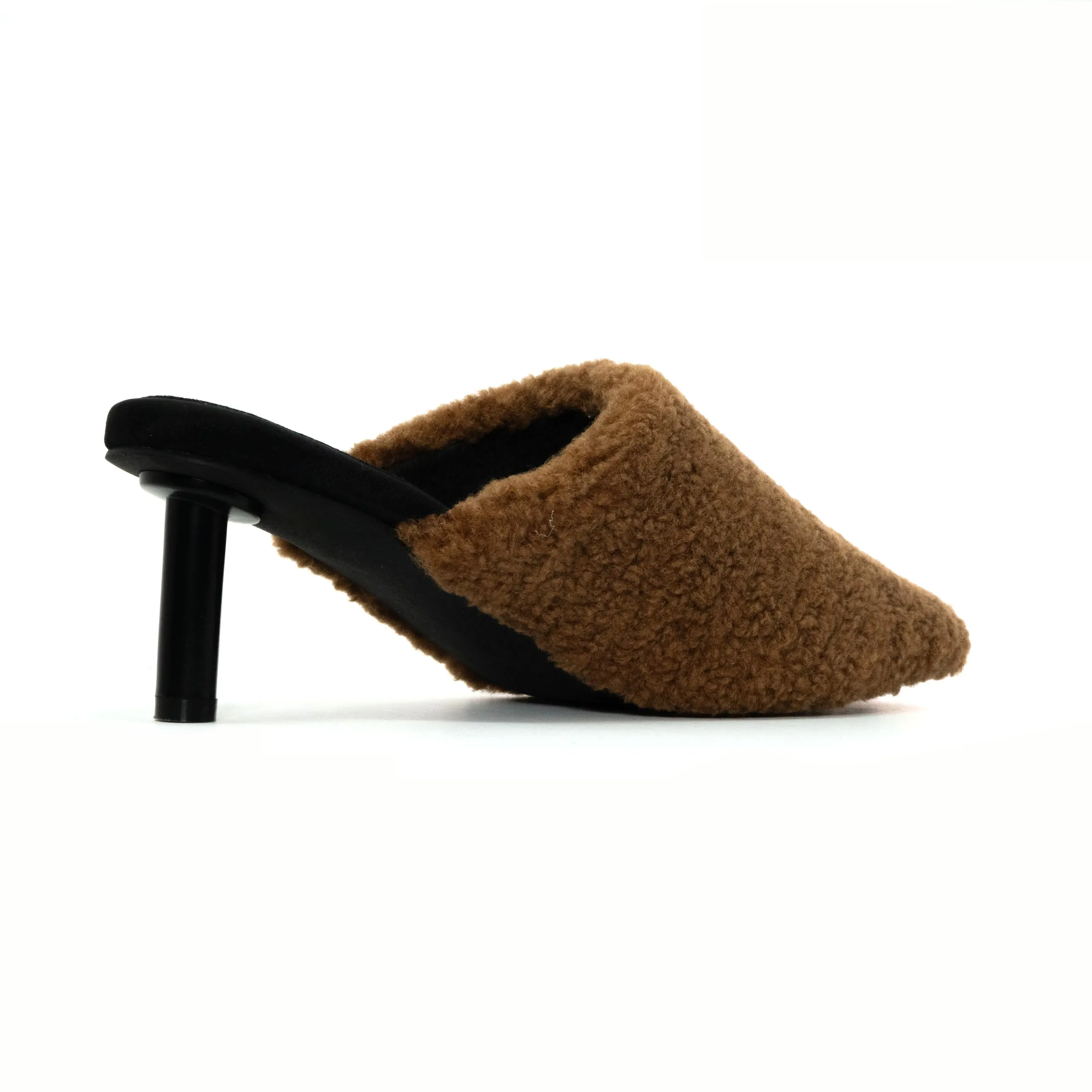 ROAM FUZZY HEEL COGNAC FAUX SHEARLING
