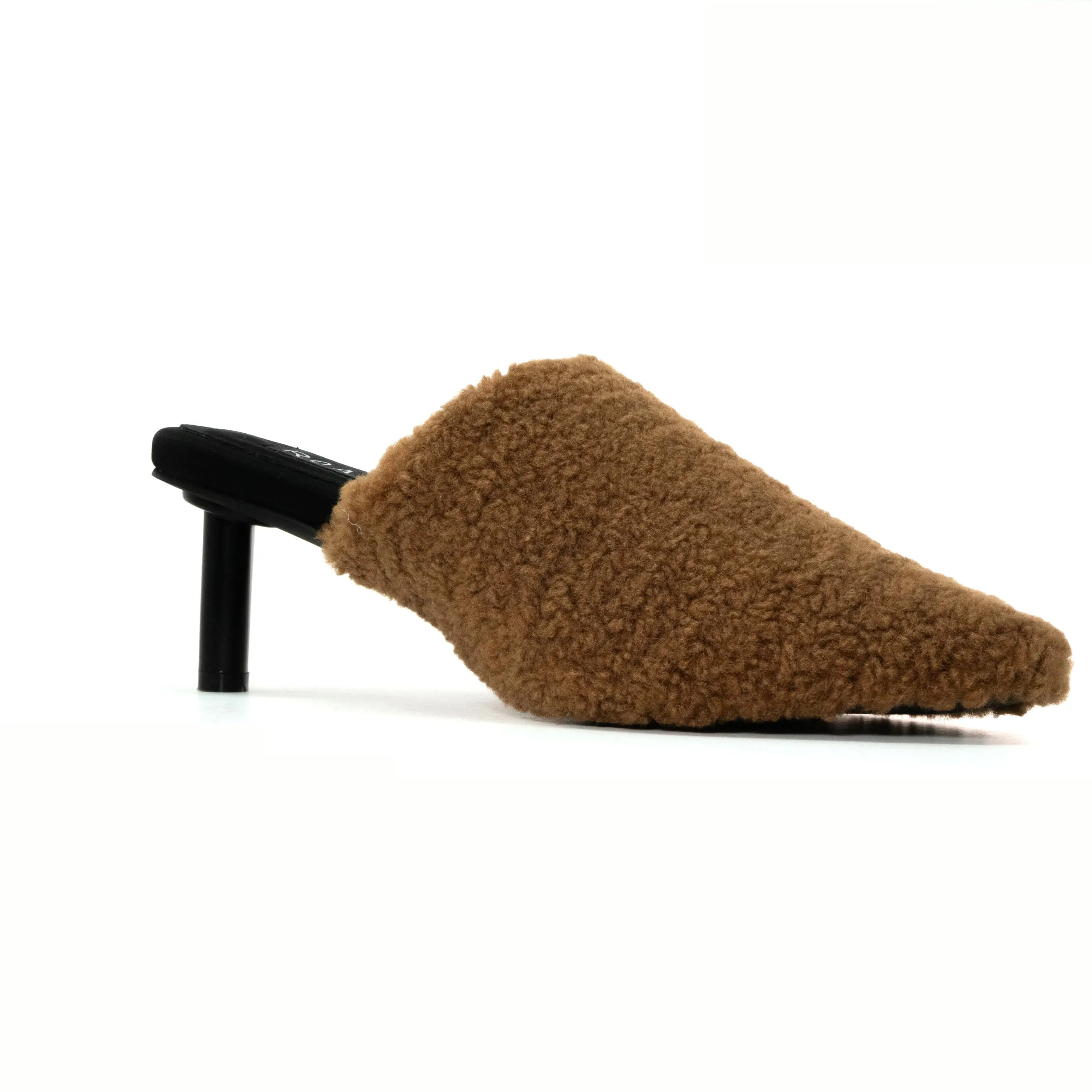 ROAM FUZZY HEEL COGNAC FAUX SHEARLING