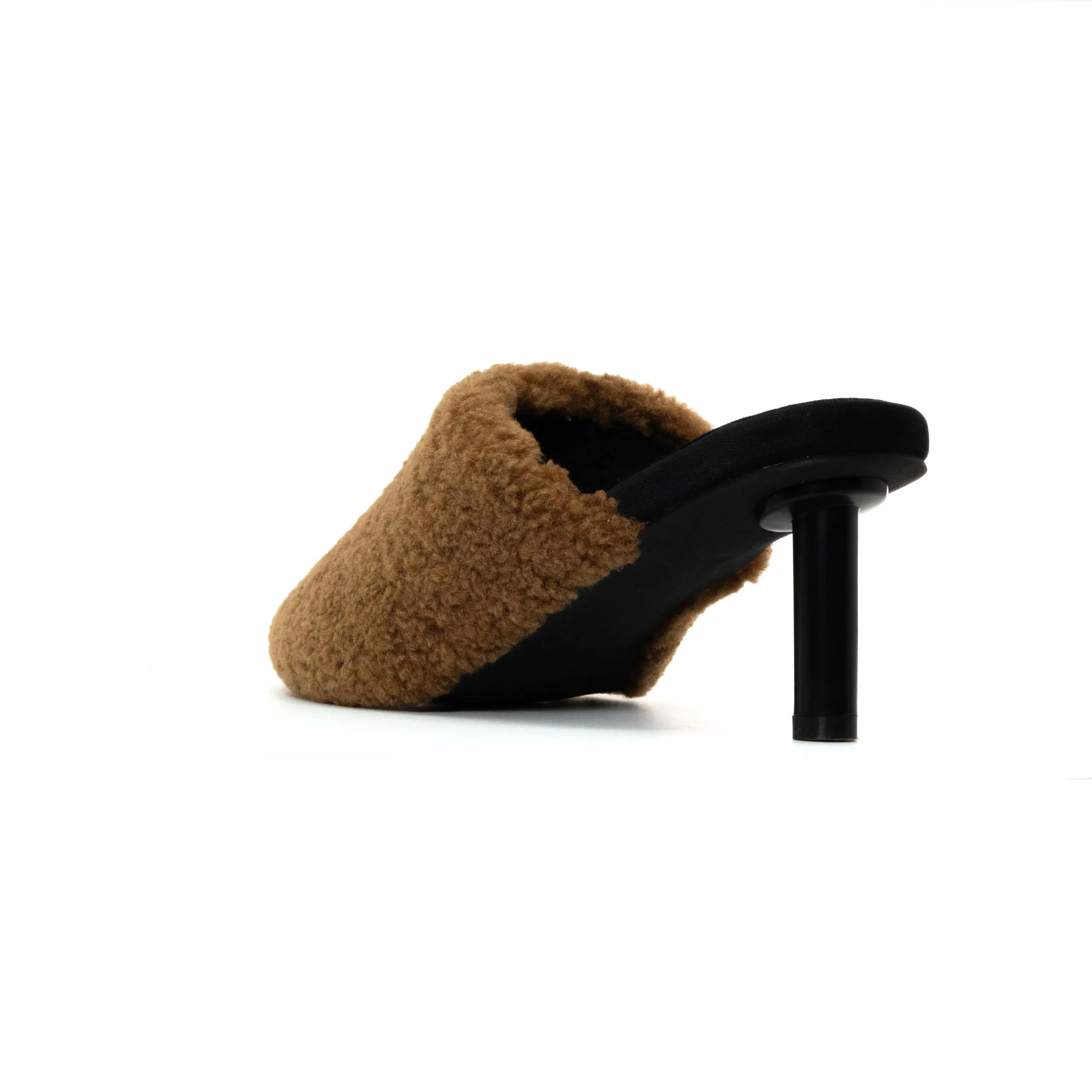 ROAM FUZZY HEEL COGNAC FAUX SHEARLING