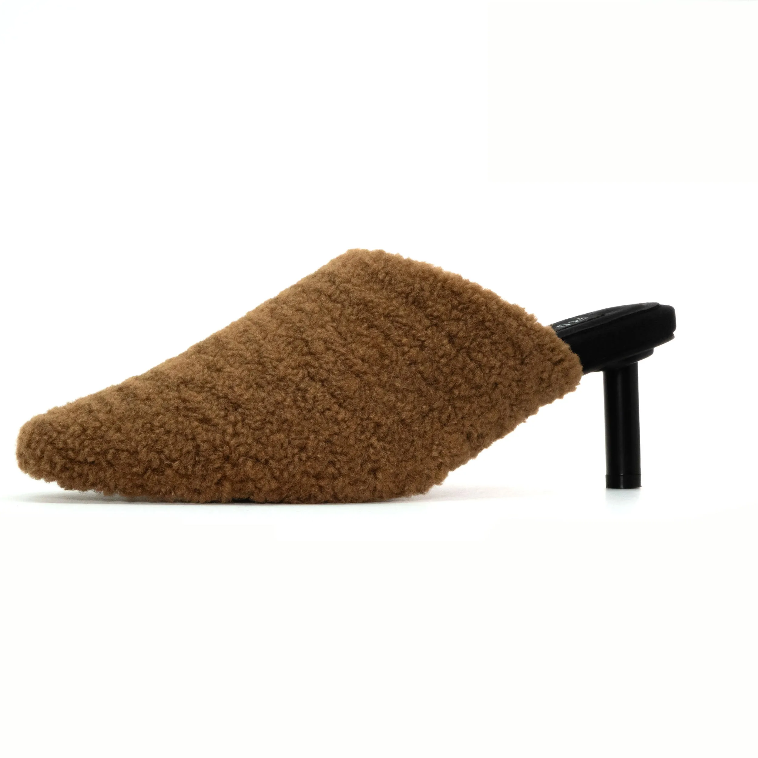 ROAM FUZZY HEEL COGNAC FAUX SHEARLING