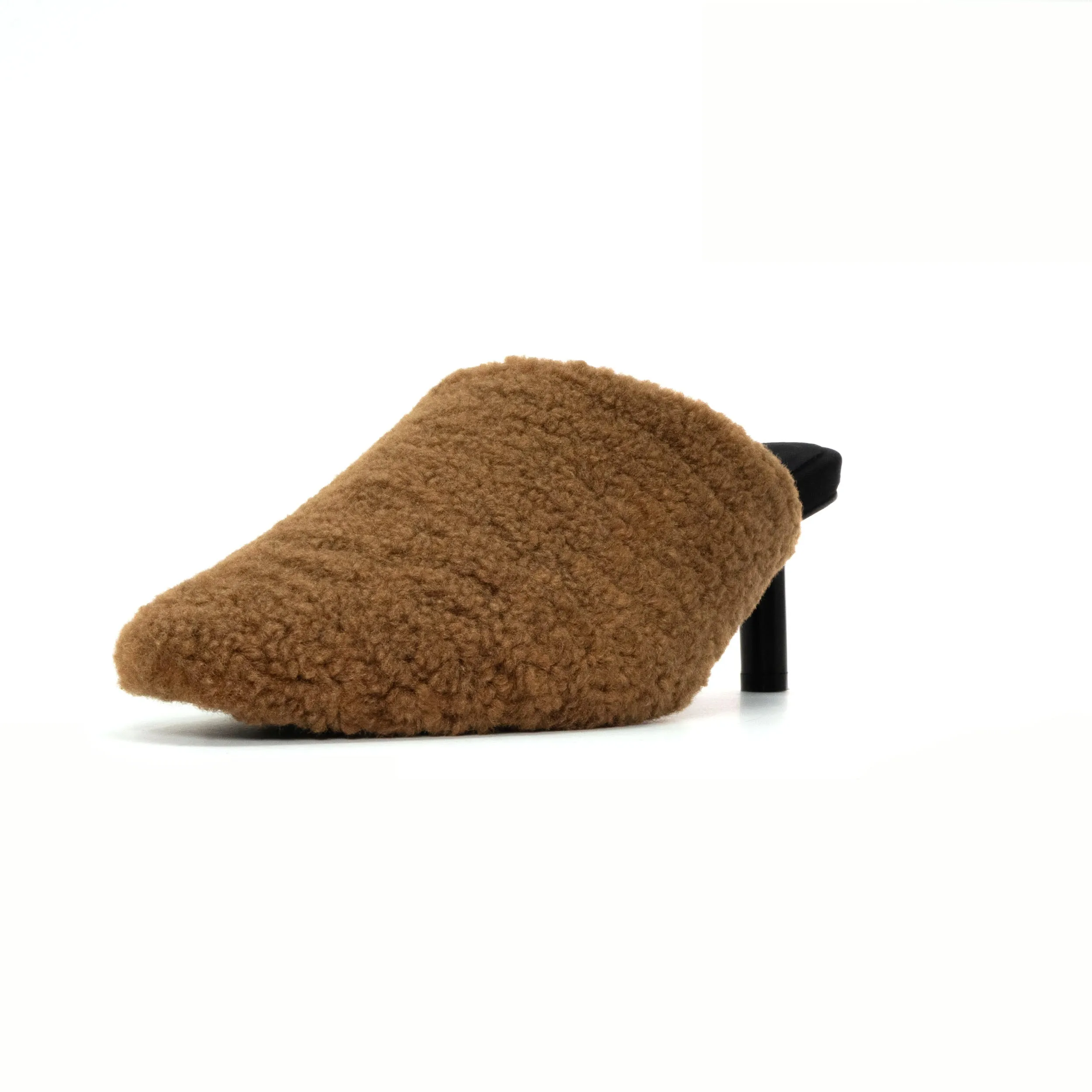 ROAM FUZZY HEEL COGNAC FAUX SHEARLING