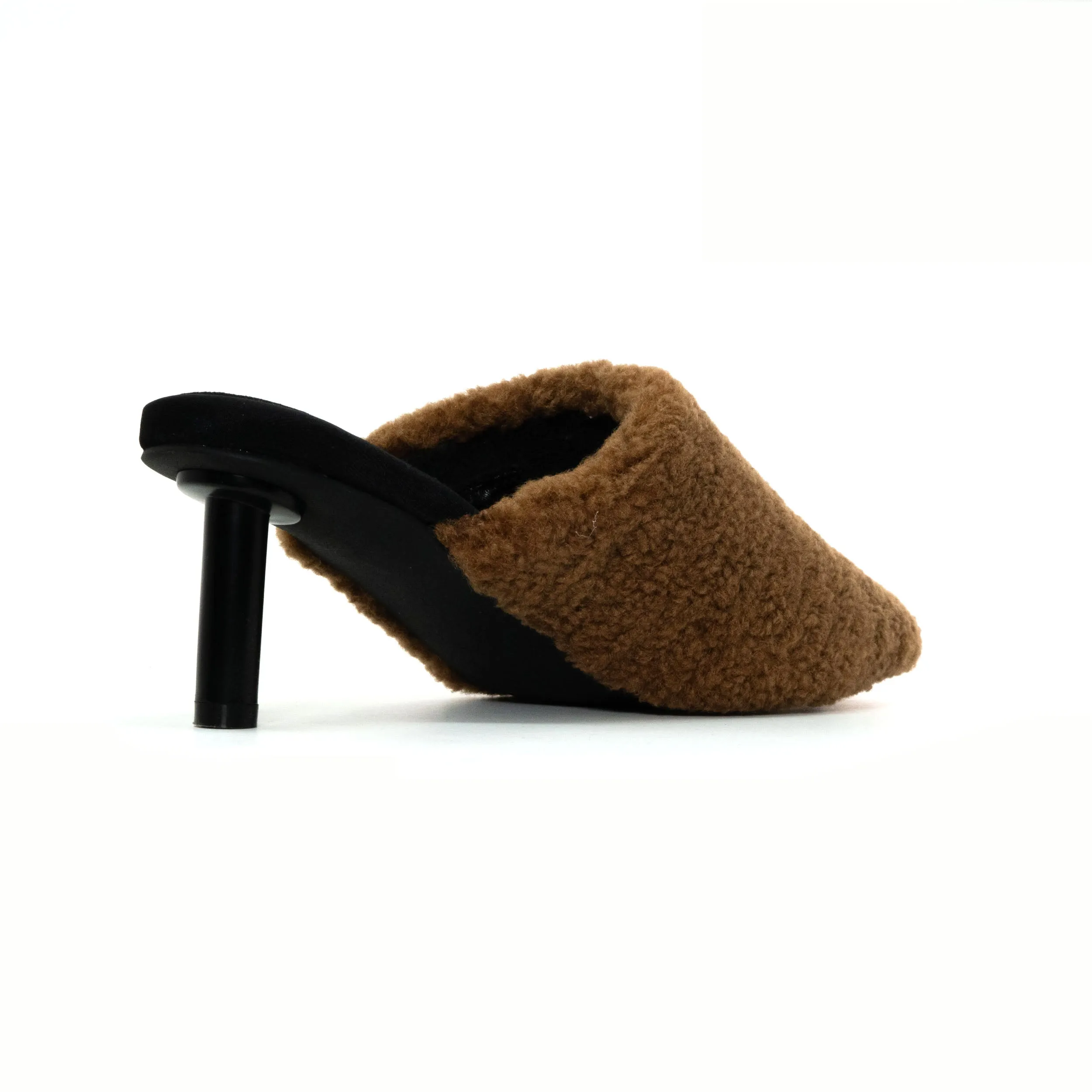 ROAM FUZZY HEEL COGNAC FAUX SHEARLING