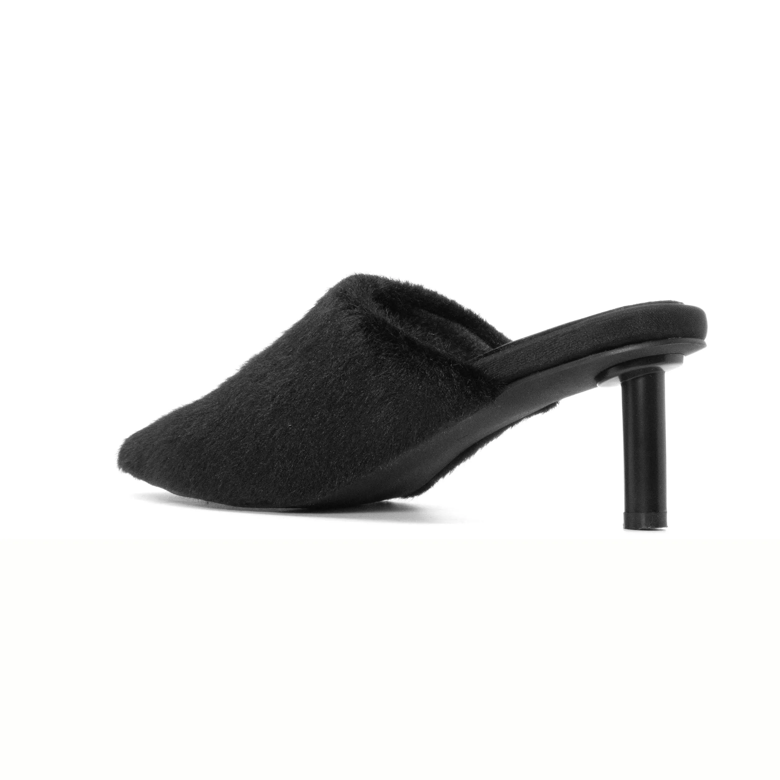ROAM LONG LUXE  HEEL BLACK FAUX FUR