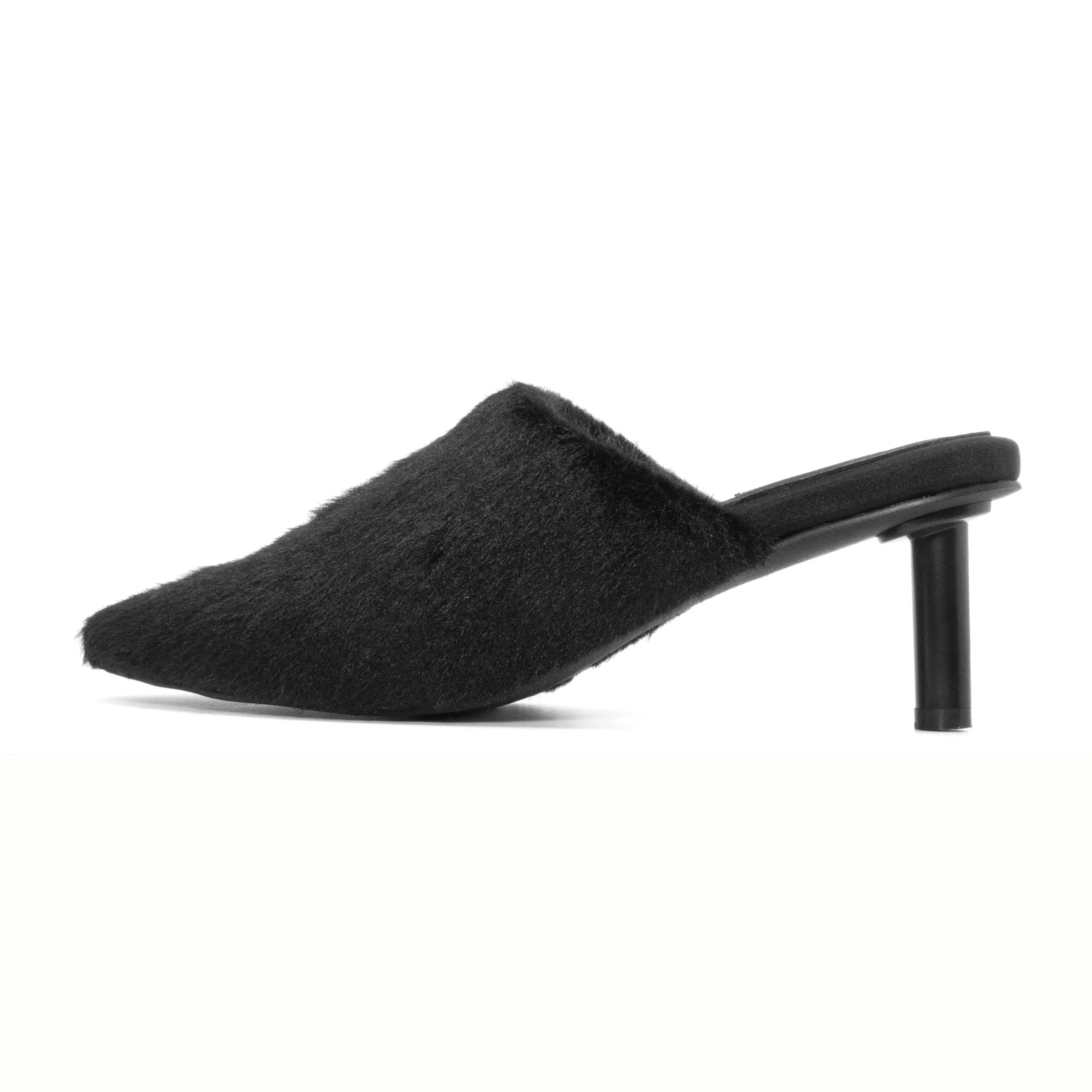 ROAM LONG LUXE  HEEL BLACK FAUX FUR