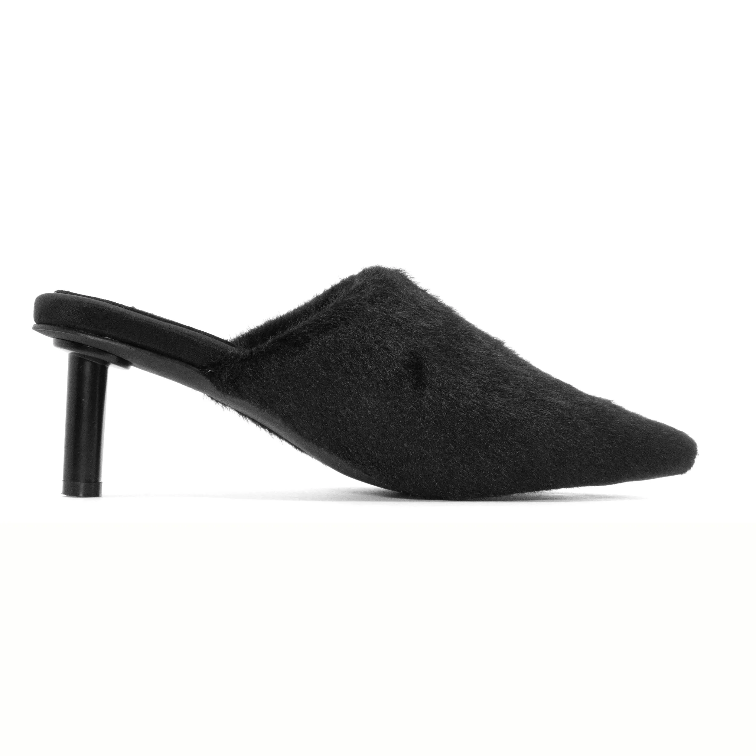 ROAM LONG LUXE  HEEL BLACK FAUX FUR