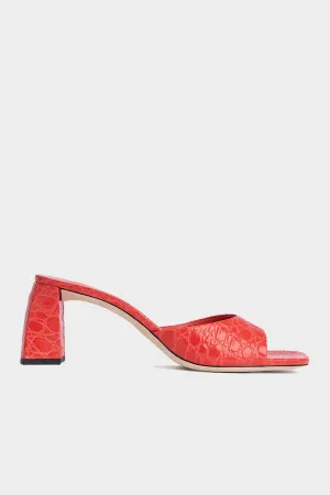 Romy Flame Circular Croco Embossed Leather