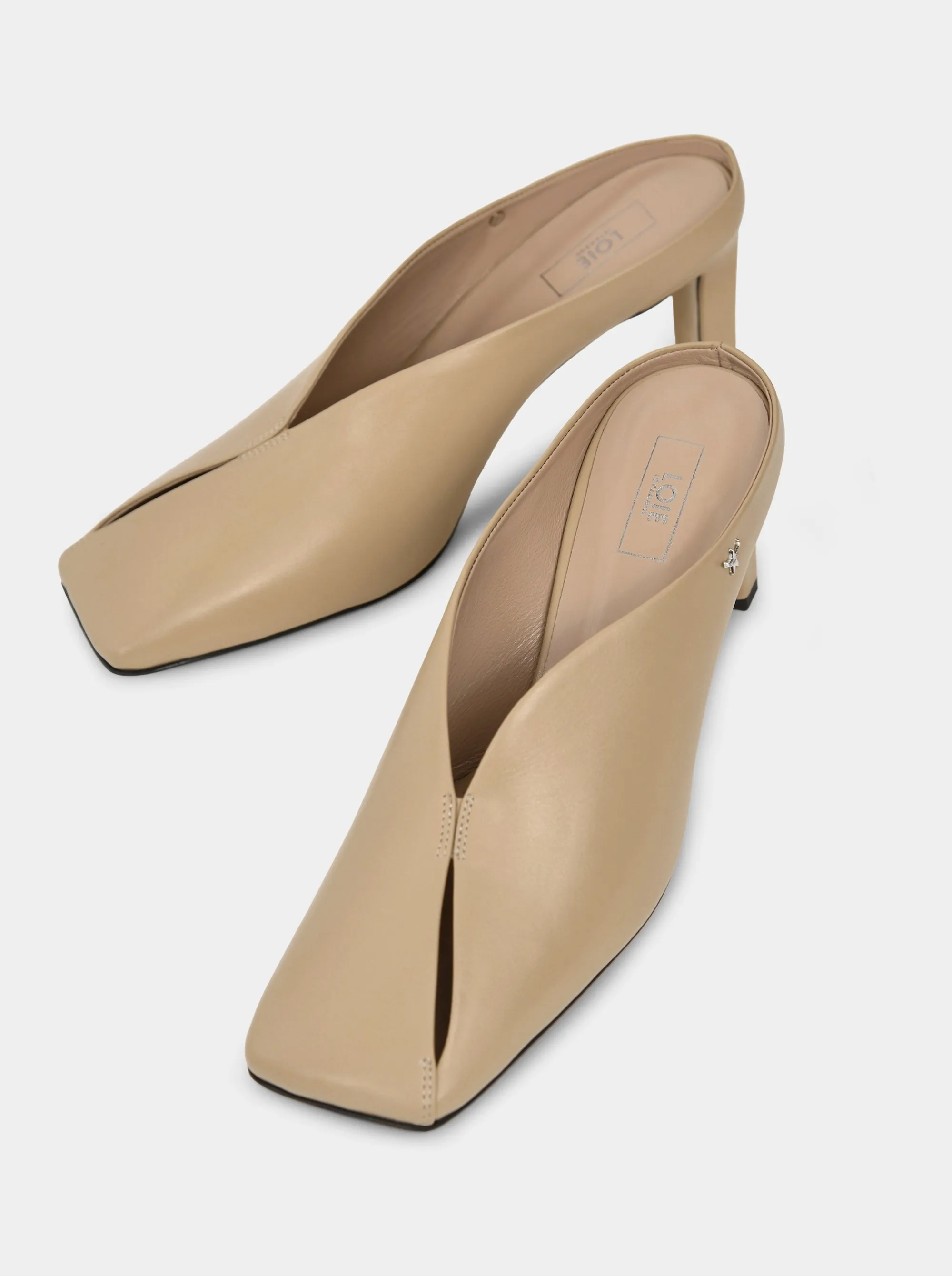 SABRINA NUDE LEATHER MULES SLIPPERS