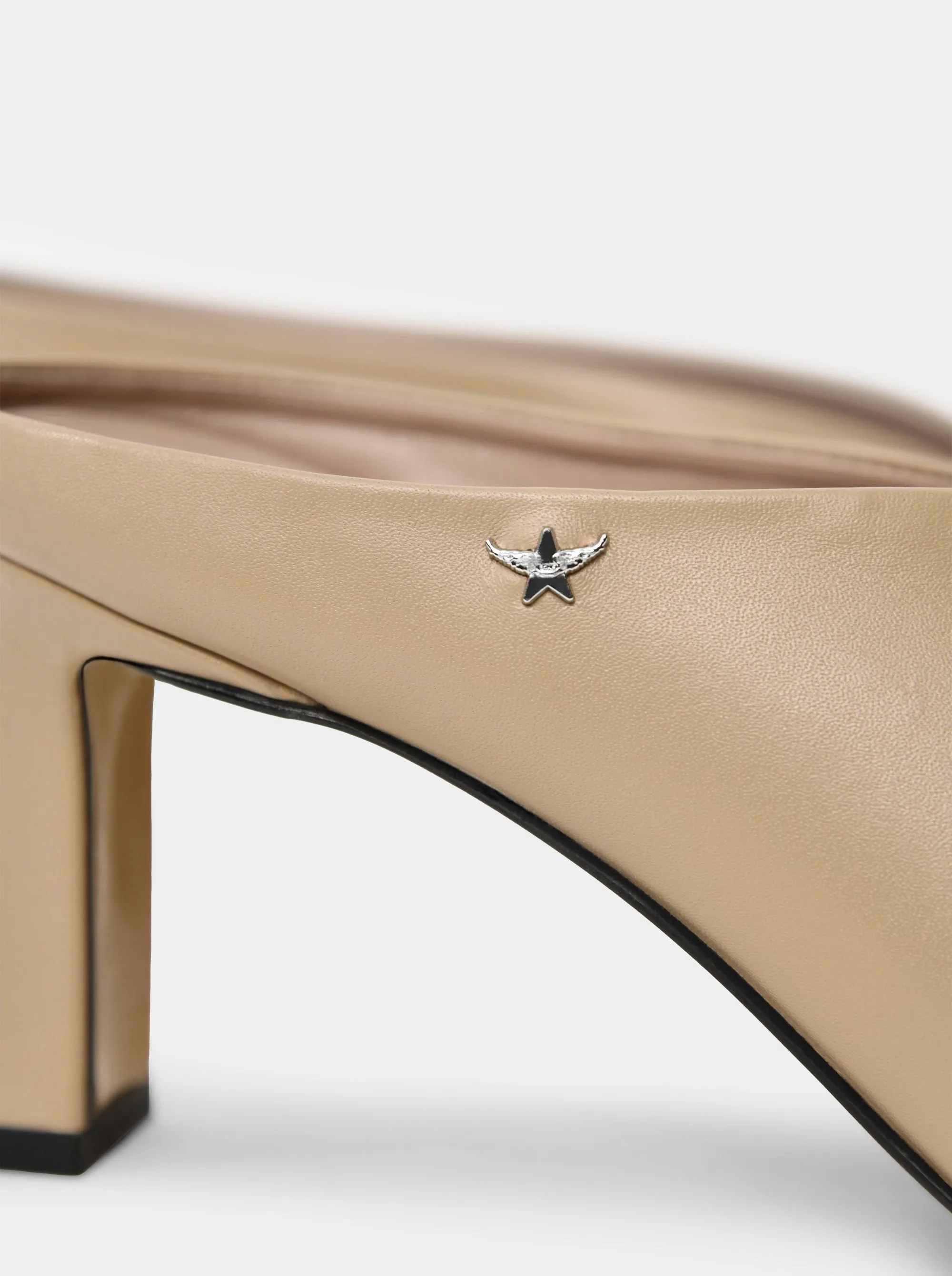 SABRINA NUDE LEATHER MULES SLIPPERS