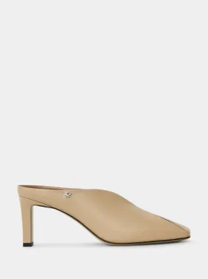 SABRINA NUDE LEATHER MULES SLIPPERS