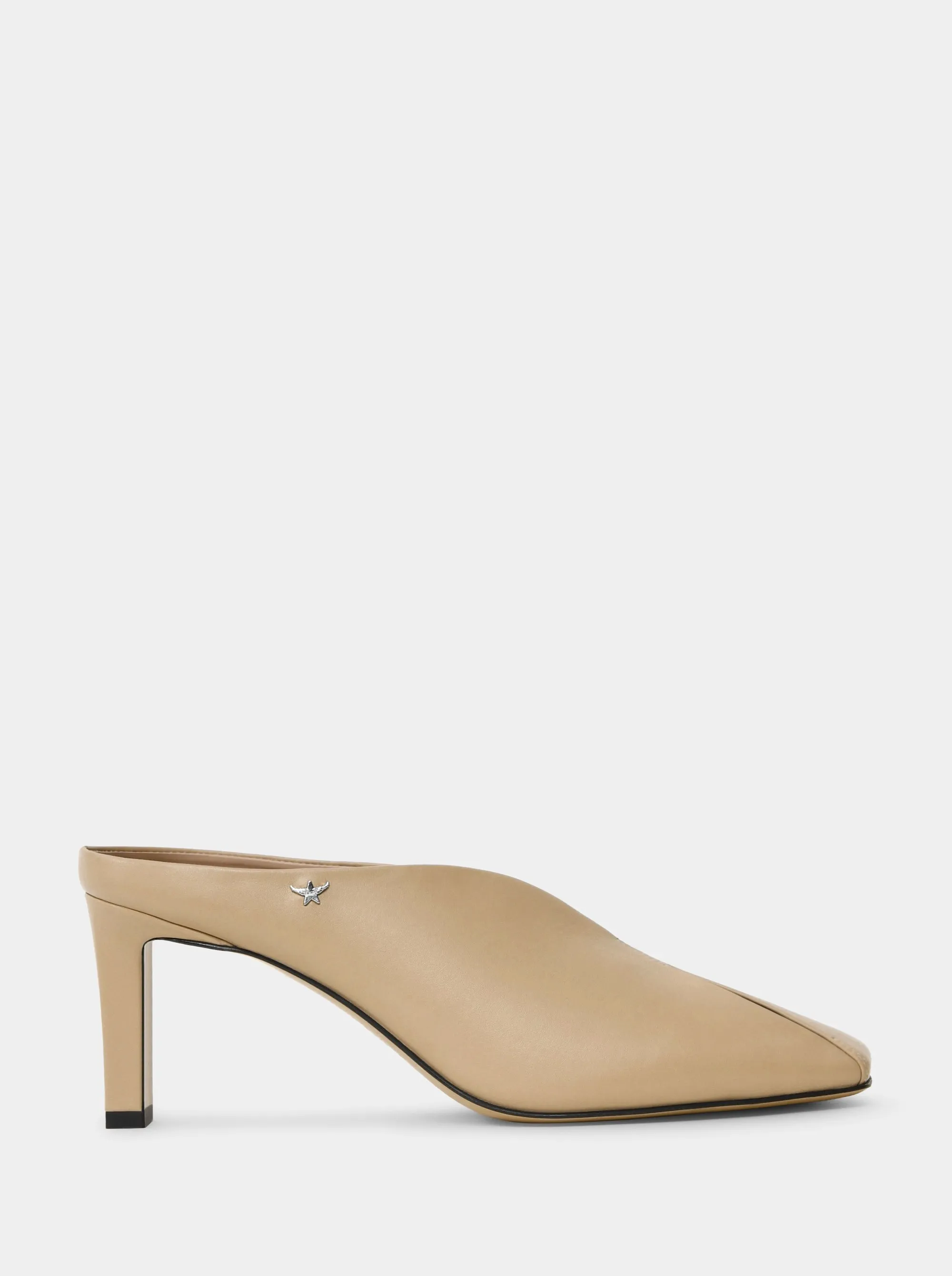 SABRINA NUDE LEATHER MULES SLIPPERS